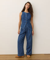 Allison Pleated Wide Leg Denim Trouser