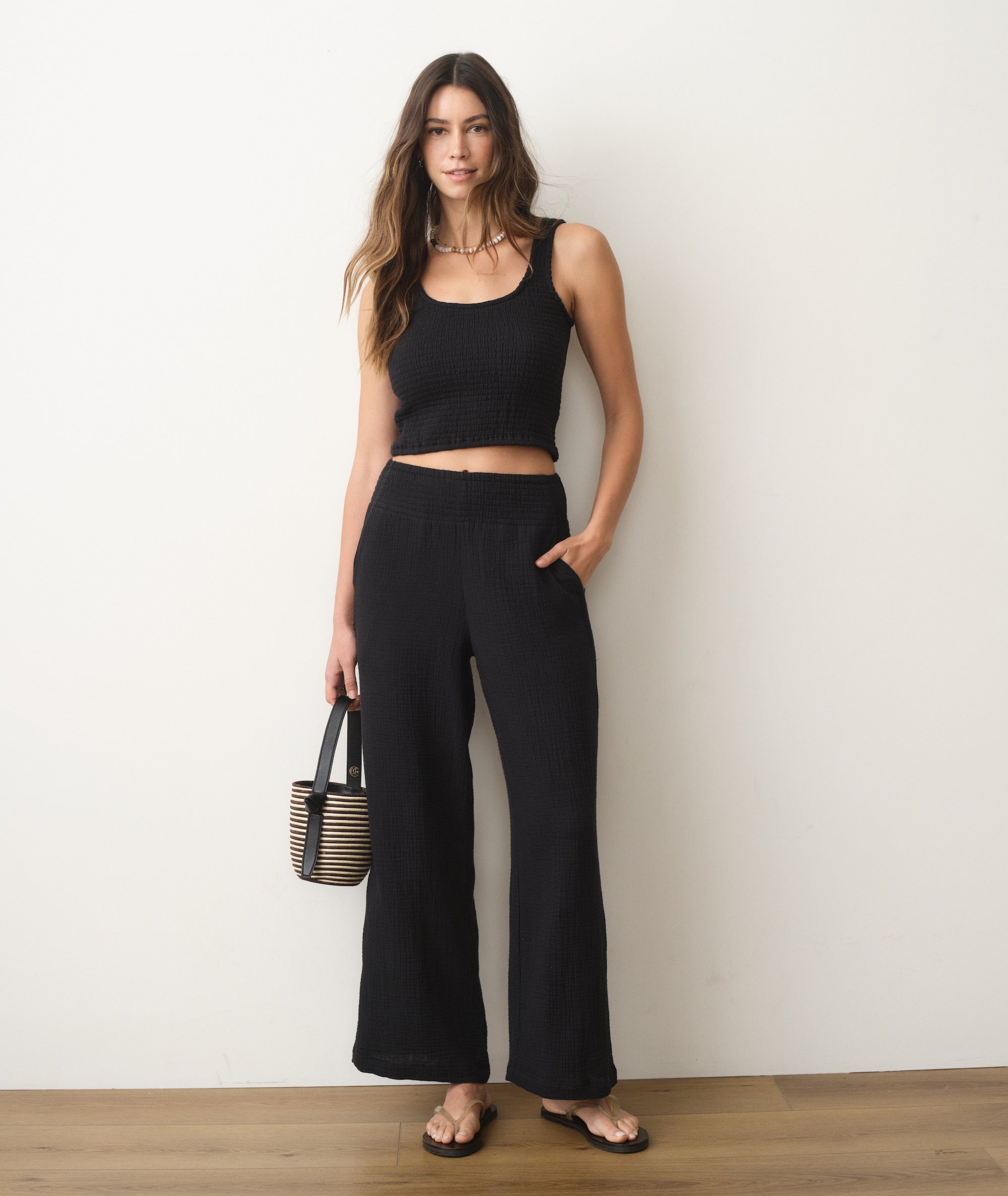 Isla Double Cloth Wide Leg Pant